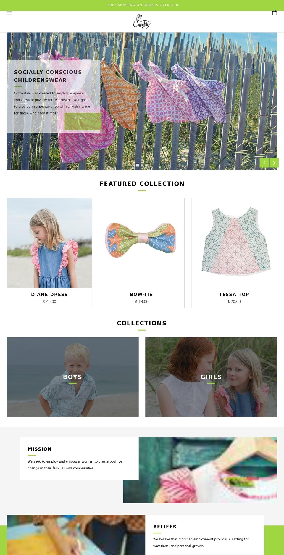 shopcottontale.com — Shopify storefront screenshot