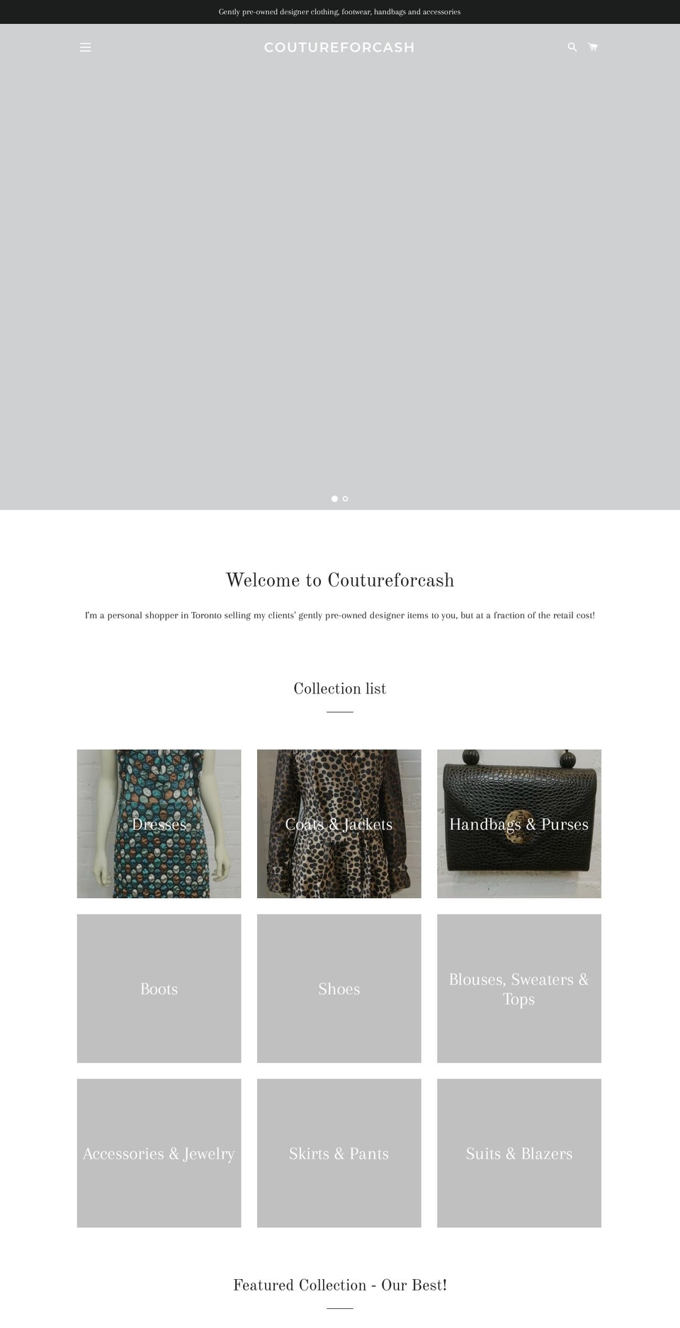 shopcoutureforcash.com — Shopify storefront screenshot
