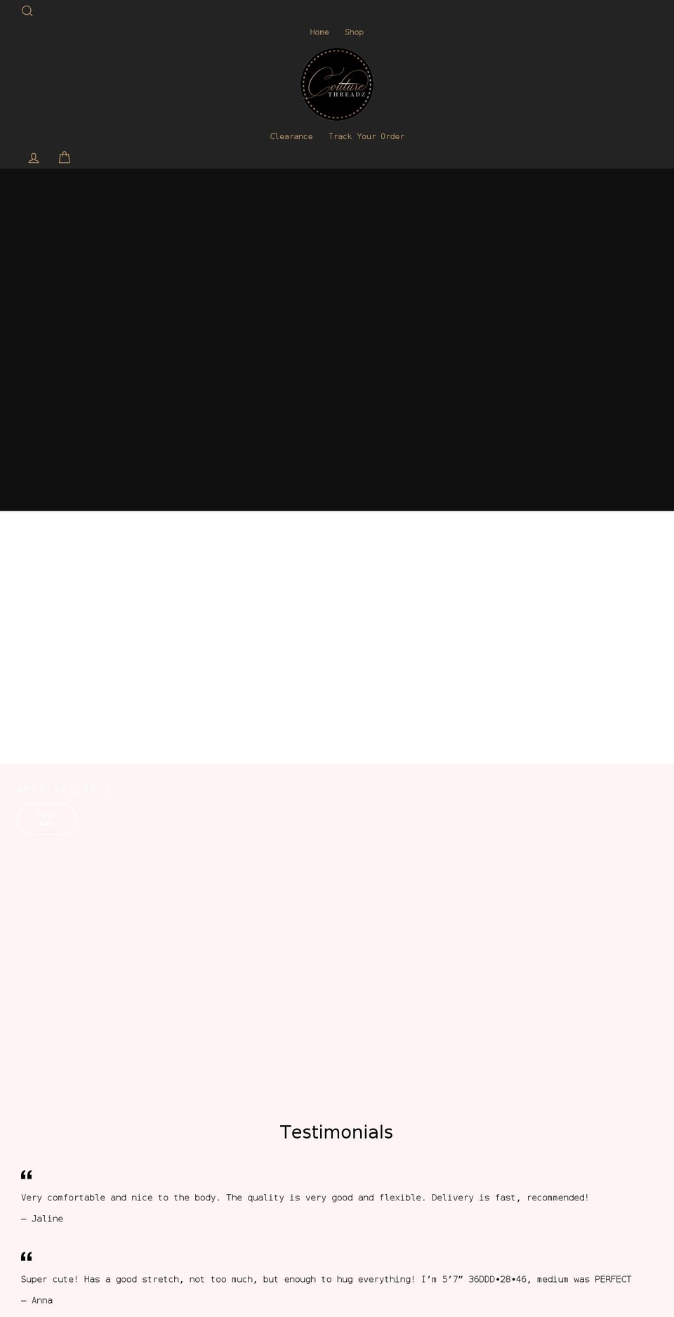 shopcouturethreadz.com shopify website screenshot