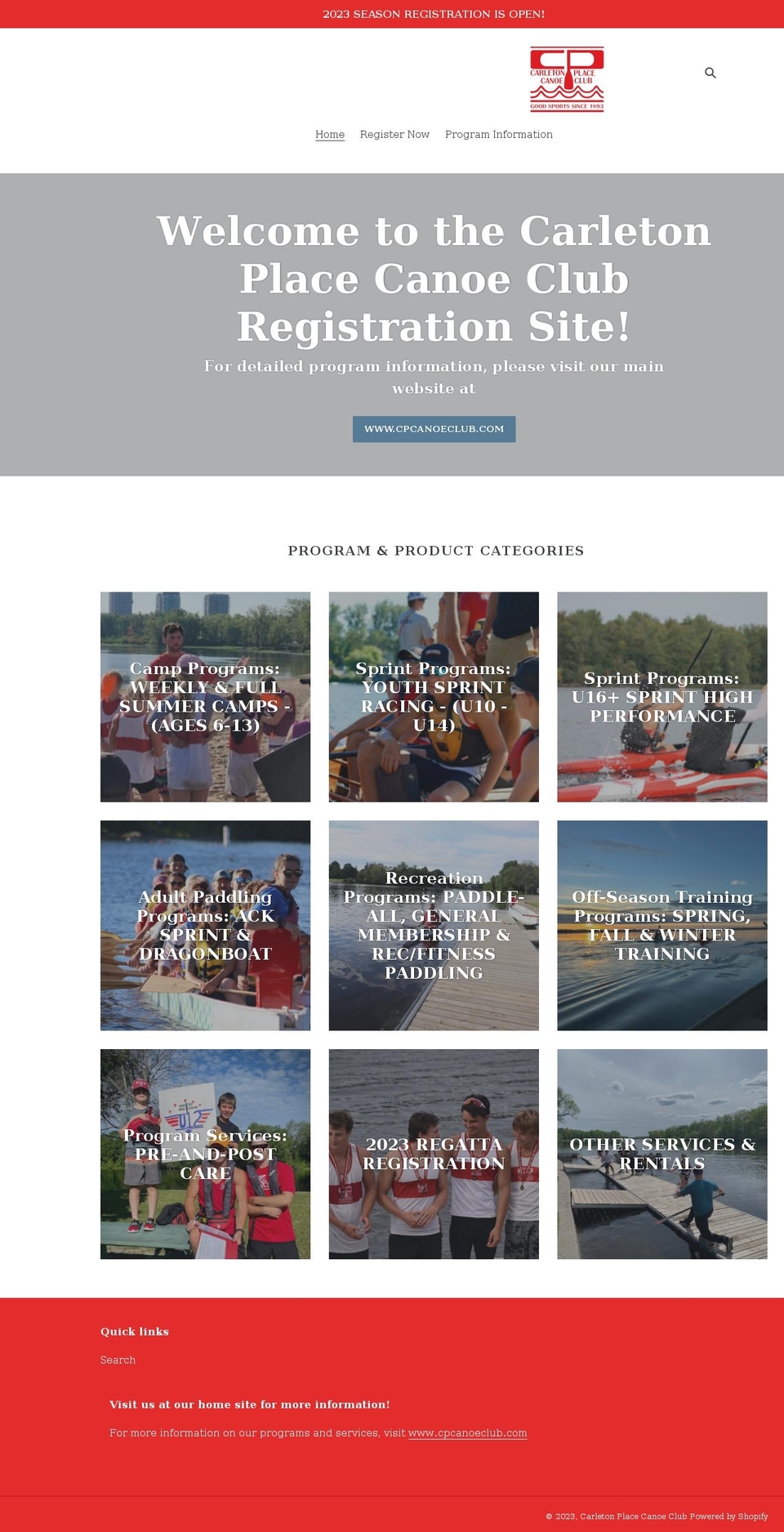 shopcpcanoeclub.com shopify website screenshot