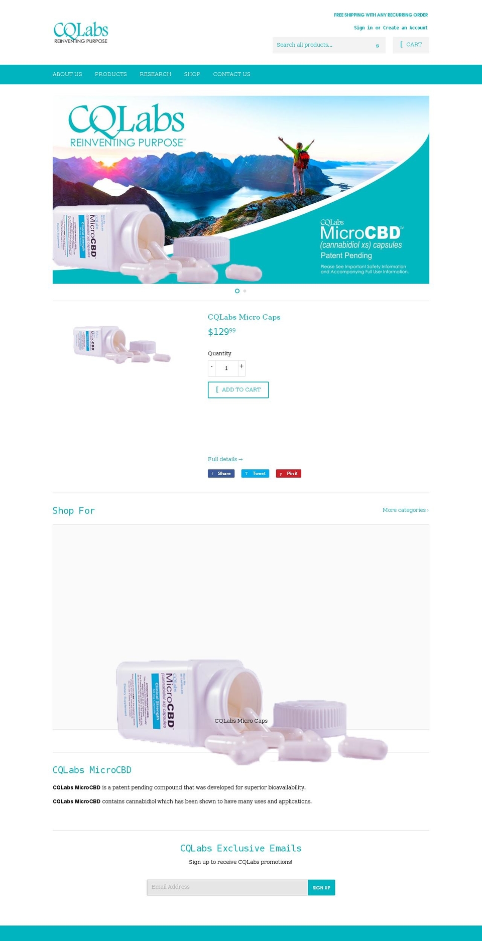 shopcqlabs.com shopify website screenshot