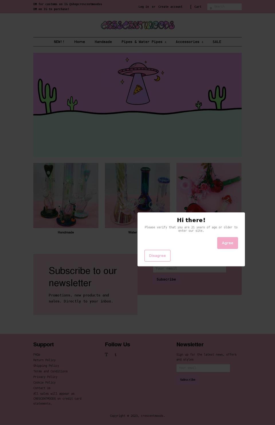 shopcrescentmoods.com shopify website screenshot