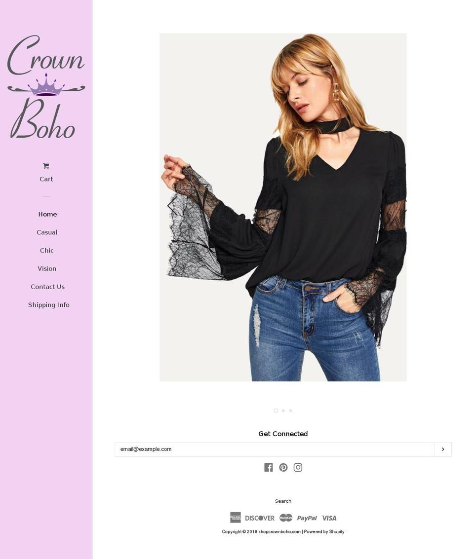 shopcrownboho.com — Shopify storefront screenshot