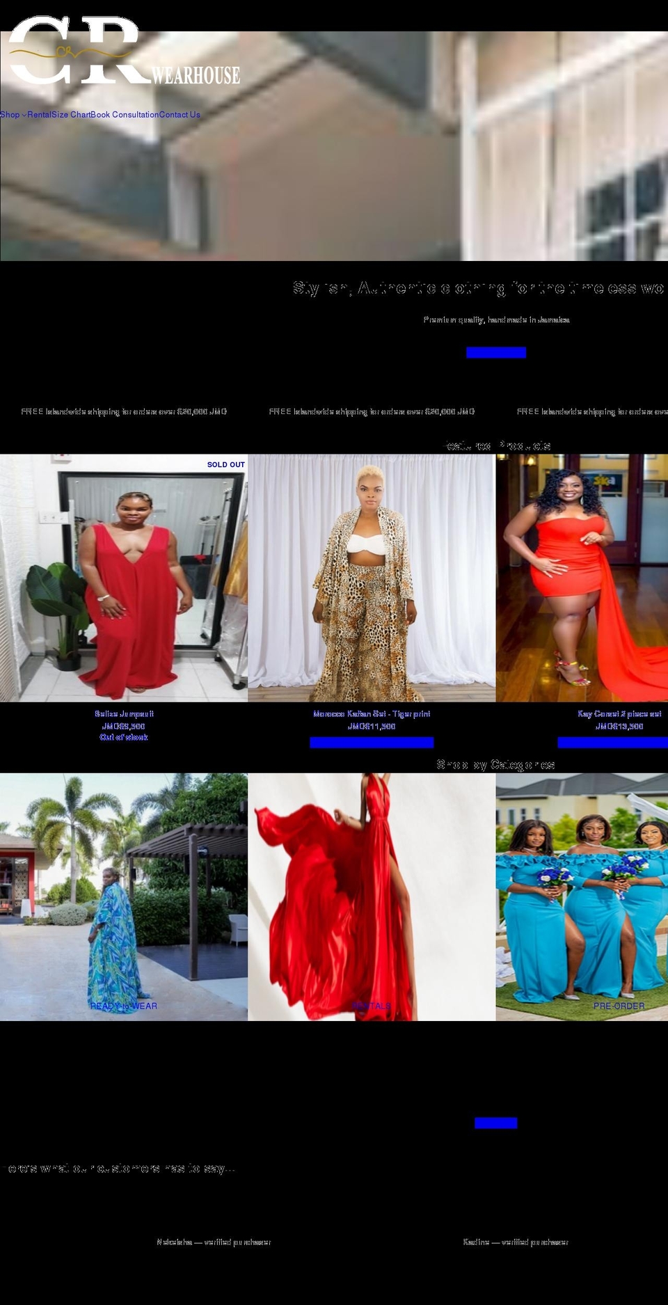 shopcrwearhouse.com shopify website screenshot