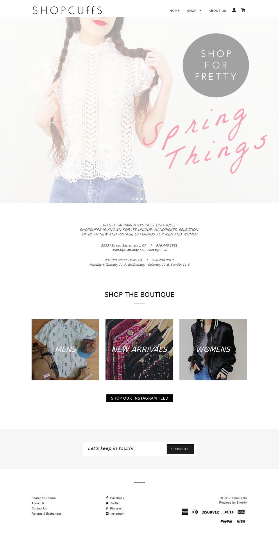 shopcuffs.com shopify website screenshot