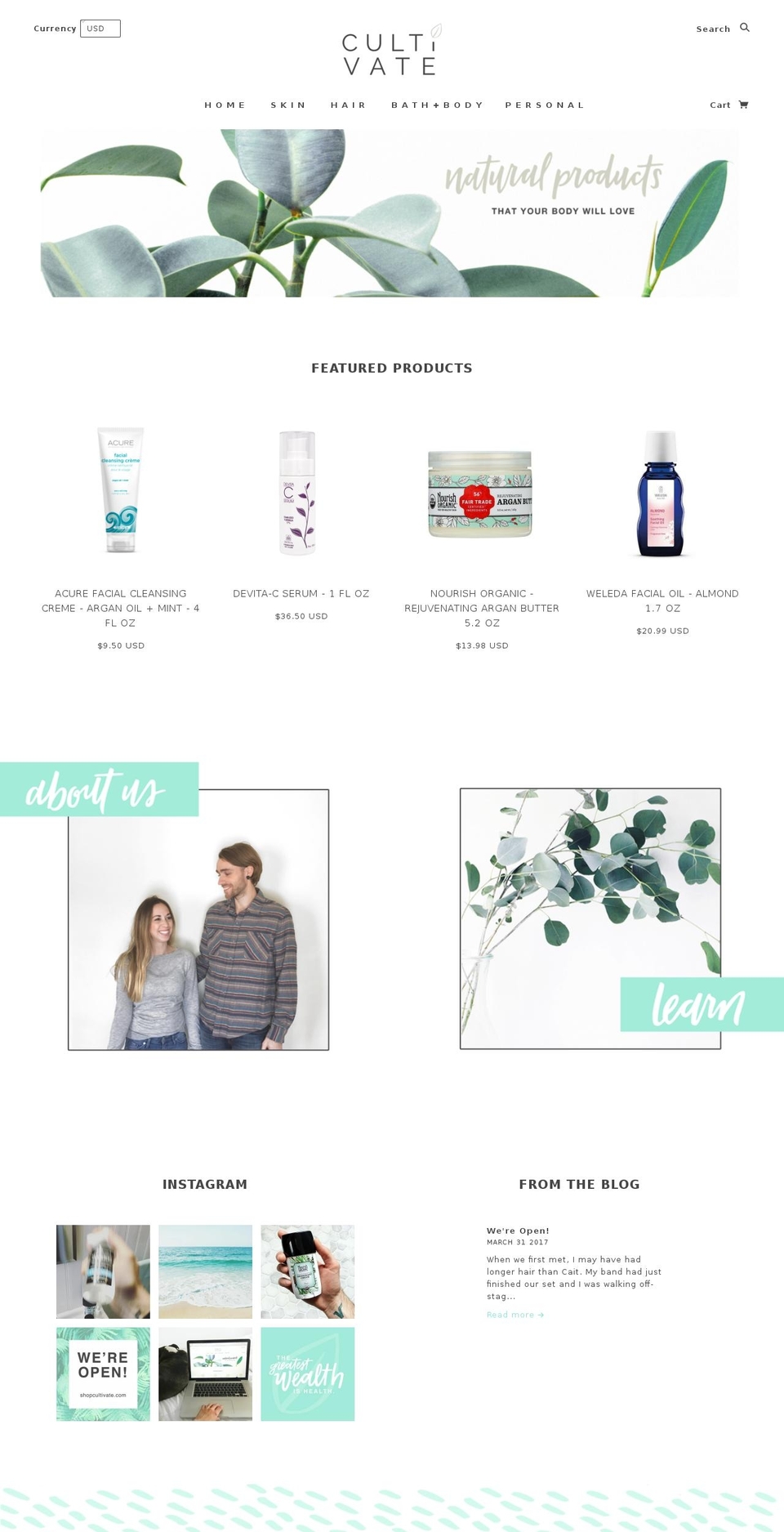 shopcultivate.com shopify website screenshot