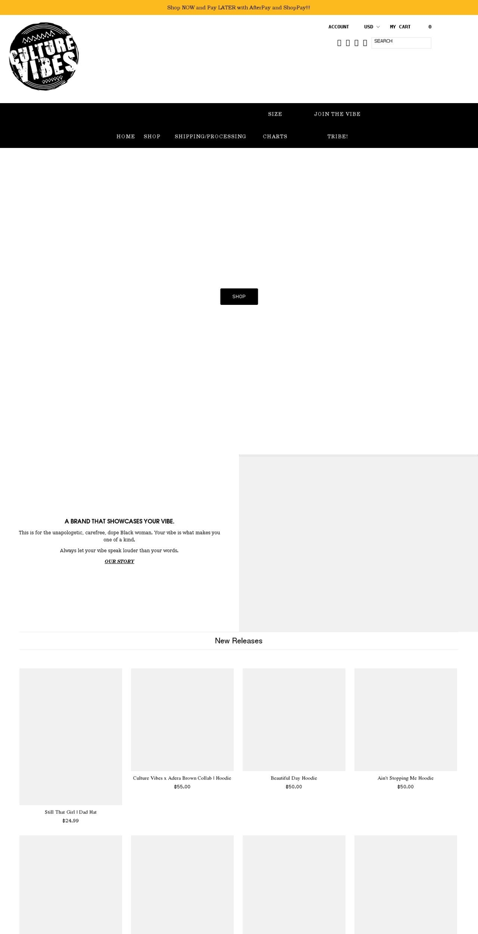 shopculturevibes.com shopify website screenshot