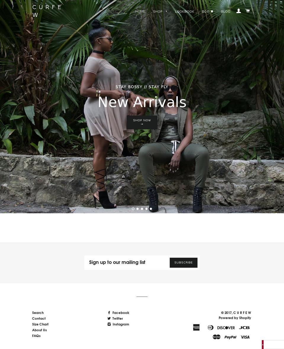 shopcurfew.com shopify website screenshot