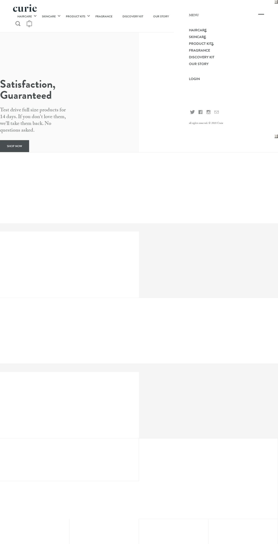 shopcurie.com shopify website screenshot