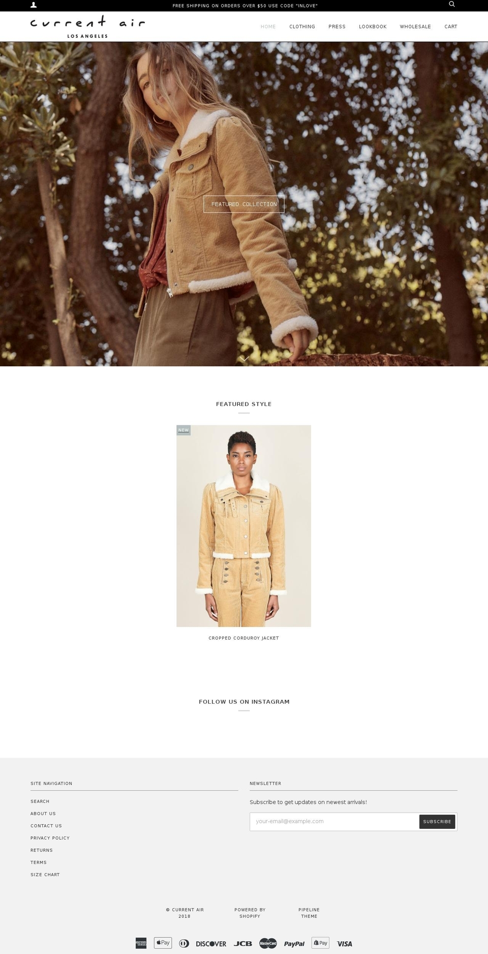 shopcurrentair.com shopify website screenshot