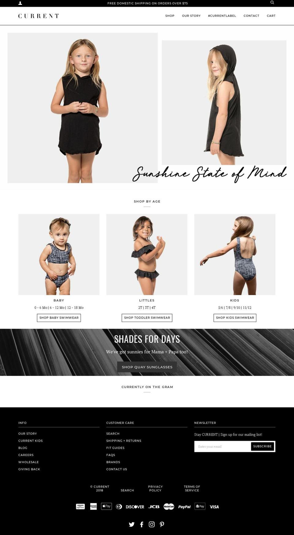 shopcurrentlabel.com shopify website screenshot