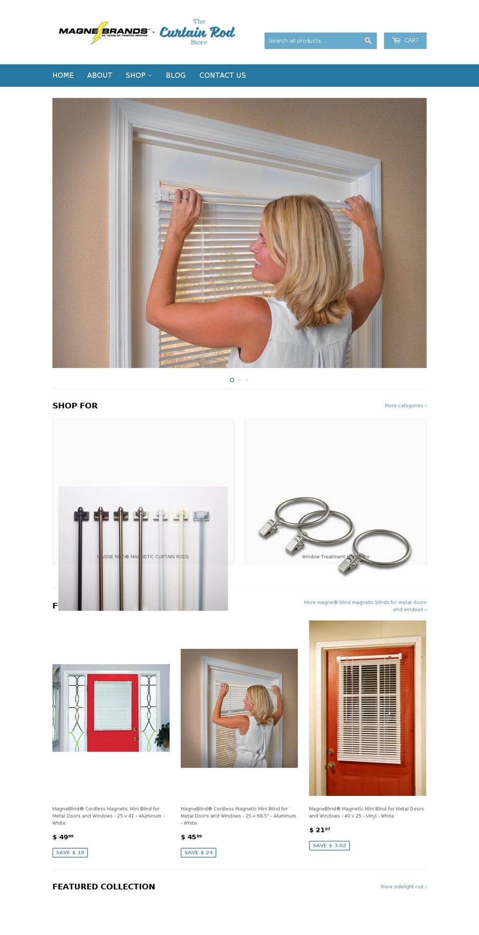 MagneBrands Shopify theme site example shopcurtainrods.net