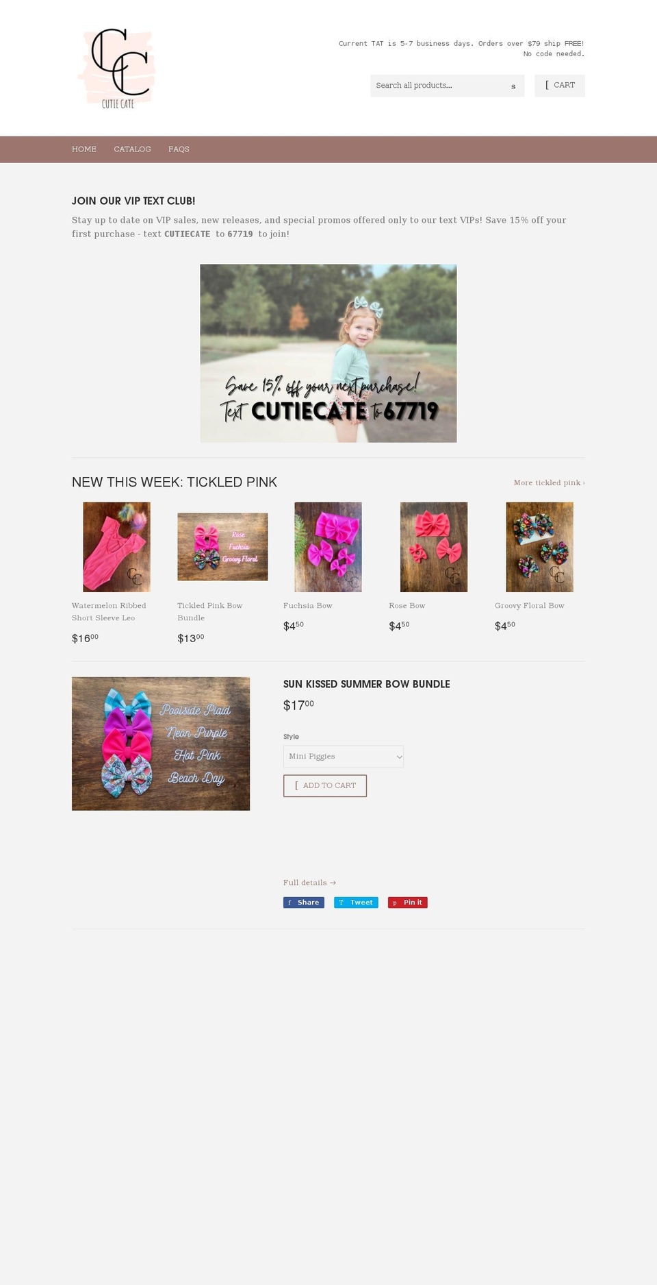 shopcutiecate.com shopify website screenshot