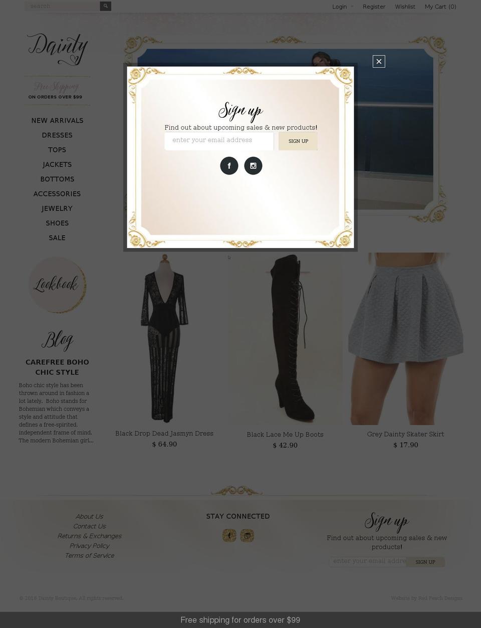 shopdainty.com shopify website screenshot