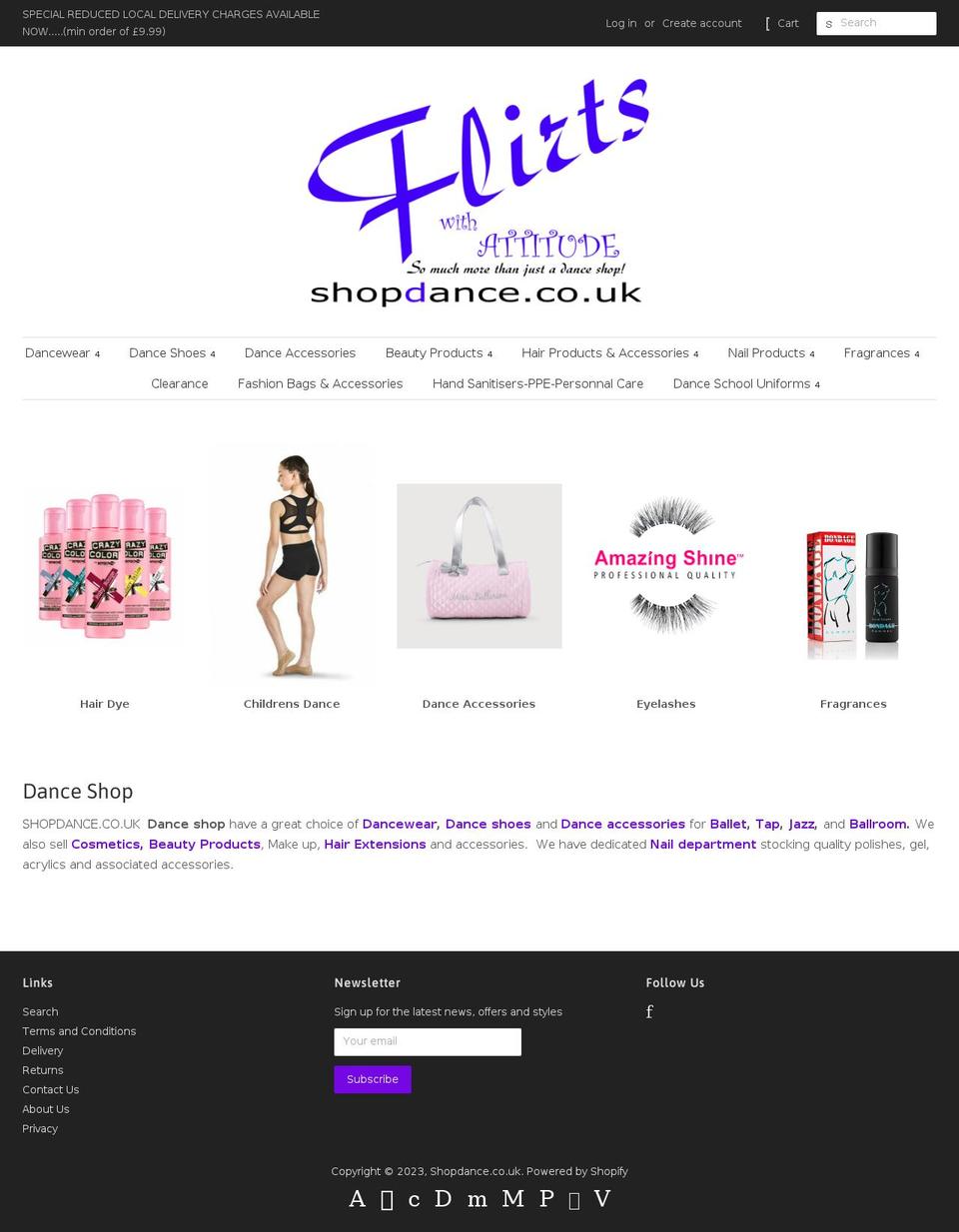 shopdance.co.uk shopify website screenshot