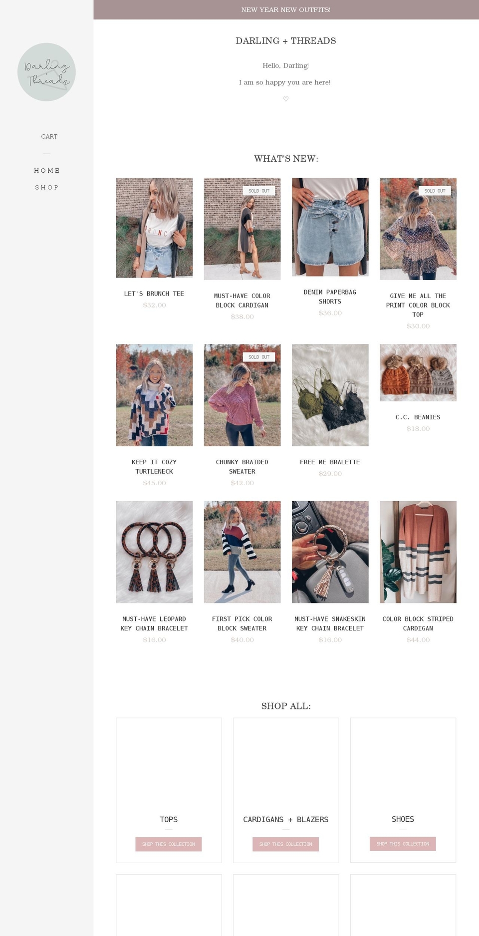shopdarlingthreads.com shopify website screenshot