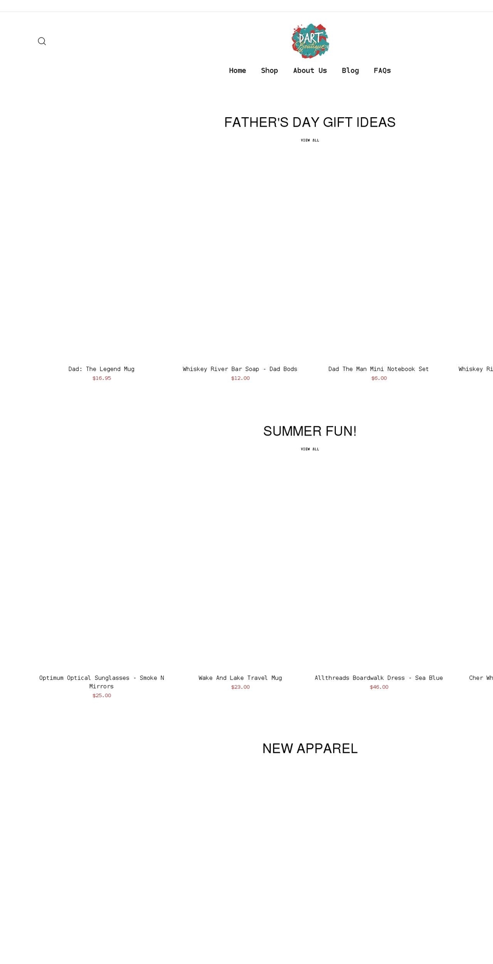 shopdartboutique.com shopify website screenshot