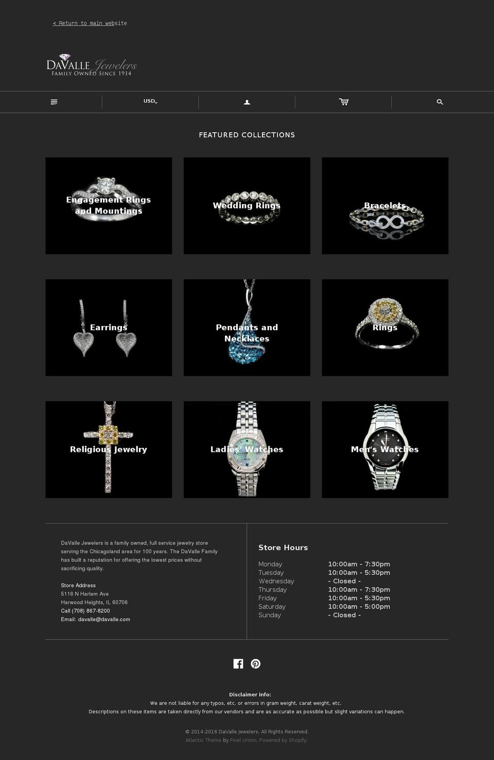 shopdavalle.com shopify website screenshot