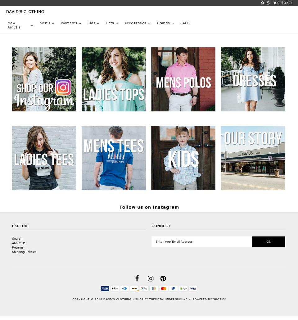 shopdavidsclothing.com shopify website screenshot