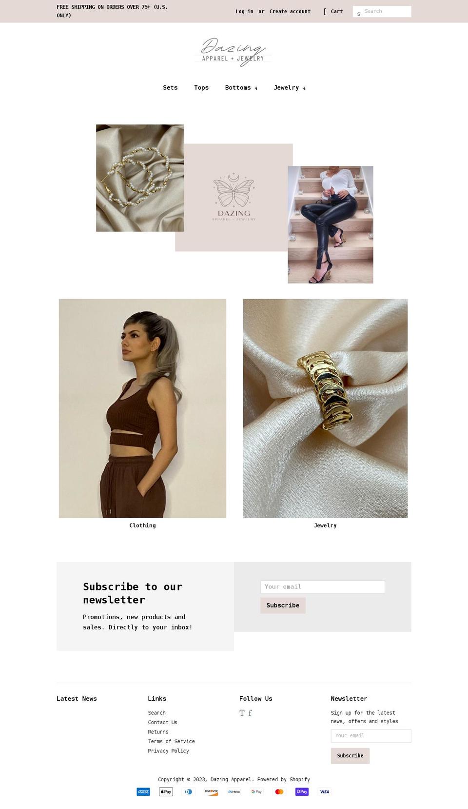 shopdazing.com shopify website screenshot