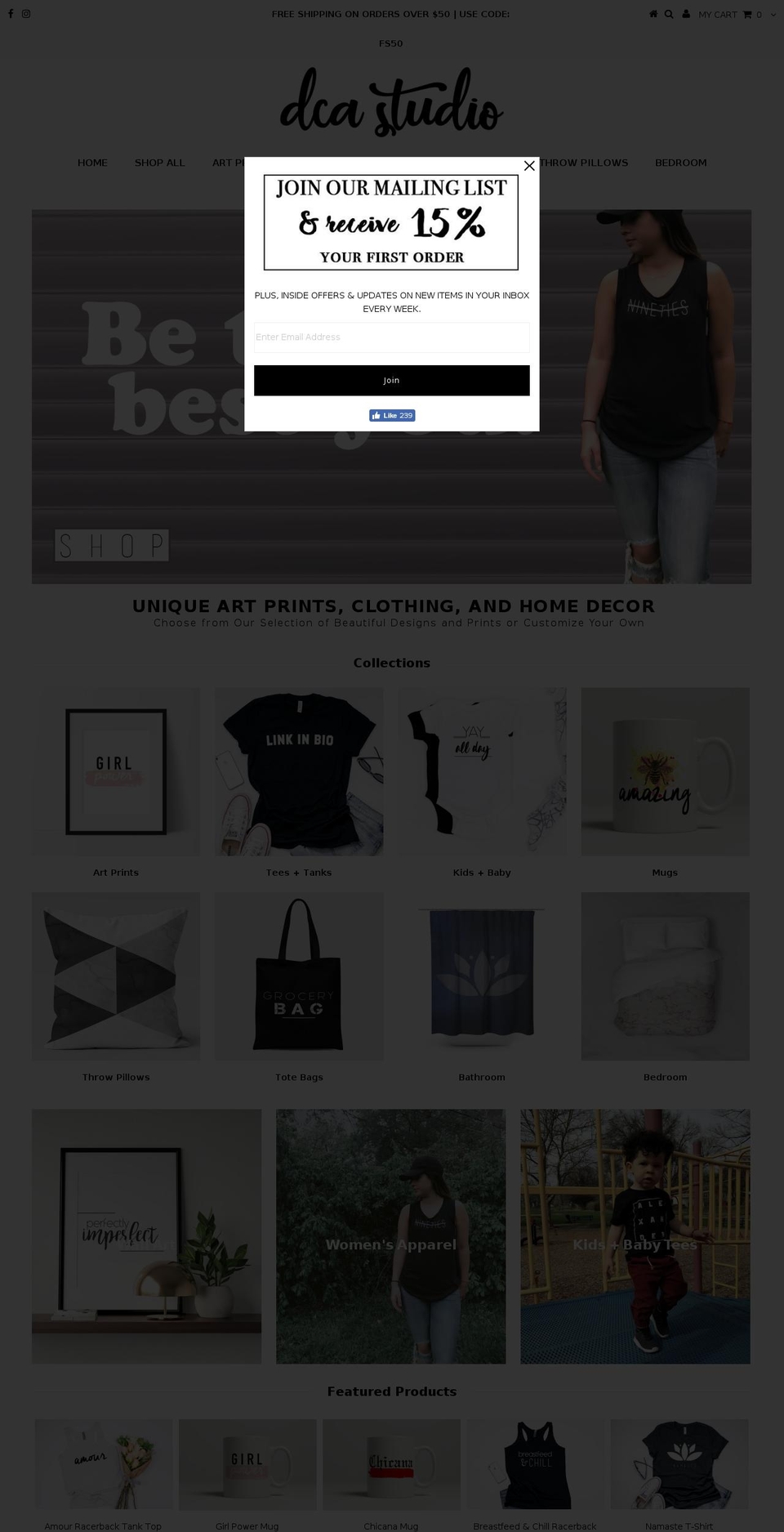 shopdcastudio.com — Shopify storefront screenshot