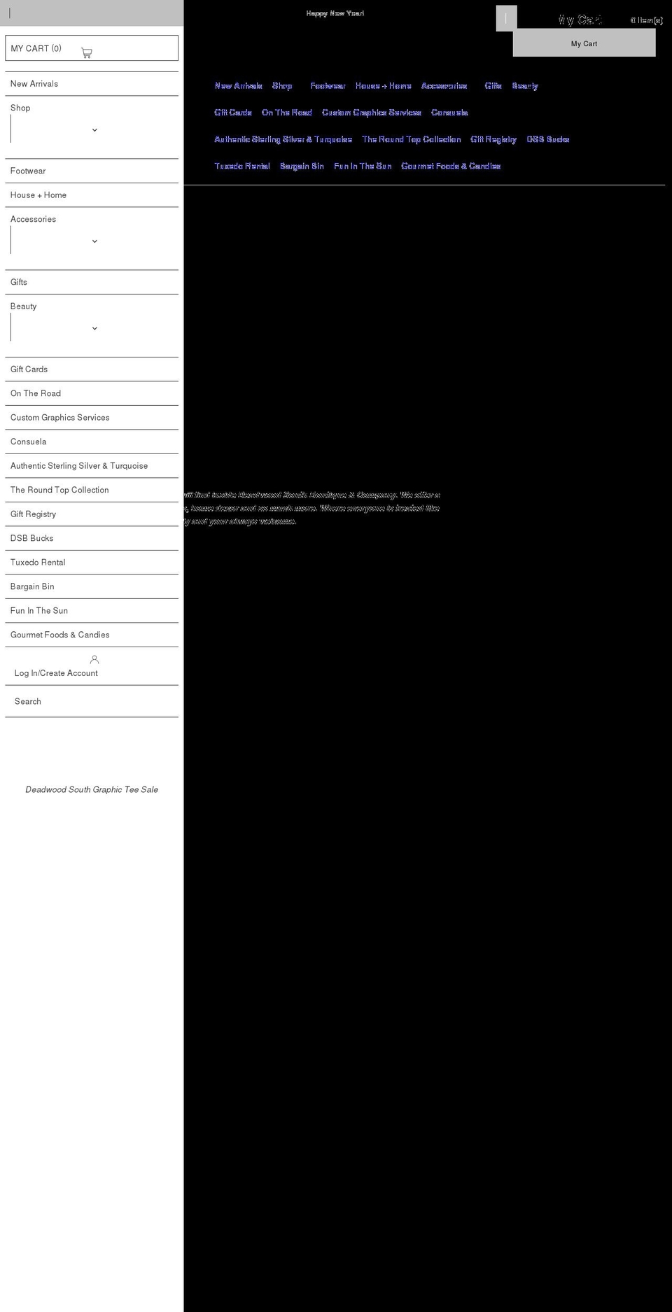 shopdeadwoodsouthboutique.com shopify website screenshot