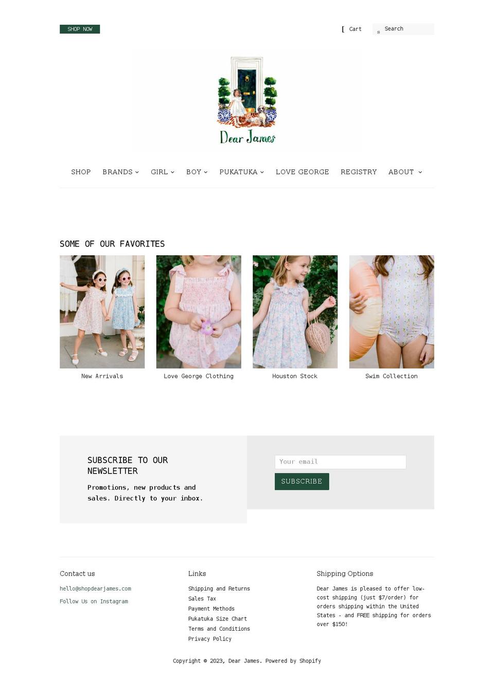 shopdearjames.com shopify website screenshot