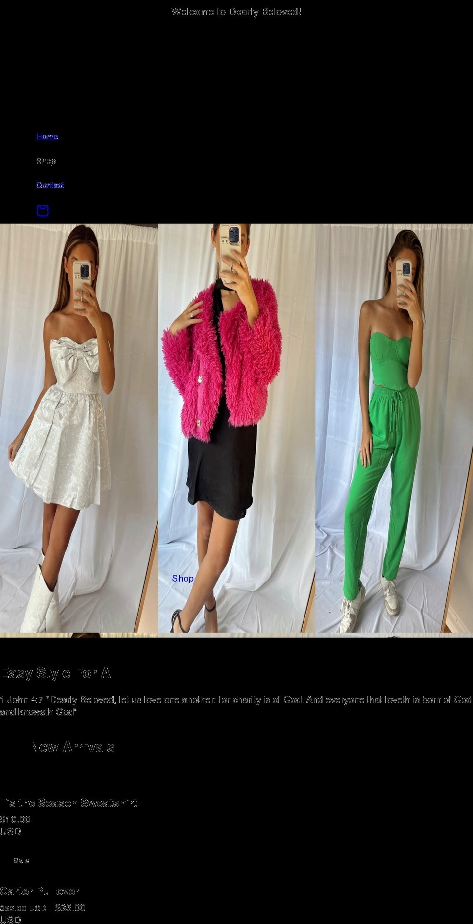 shopdearlybeloved.com shopify website screenshot