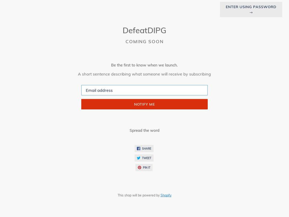 shopdefeatdipg.com — Shopify storefront screenshot