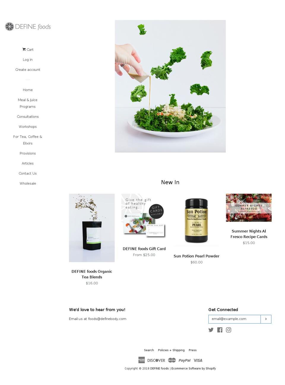 shopdefinefoods.com shopify website screenshot