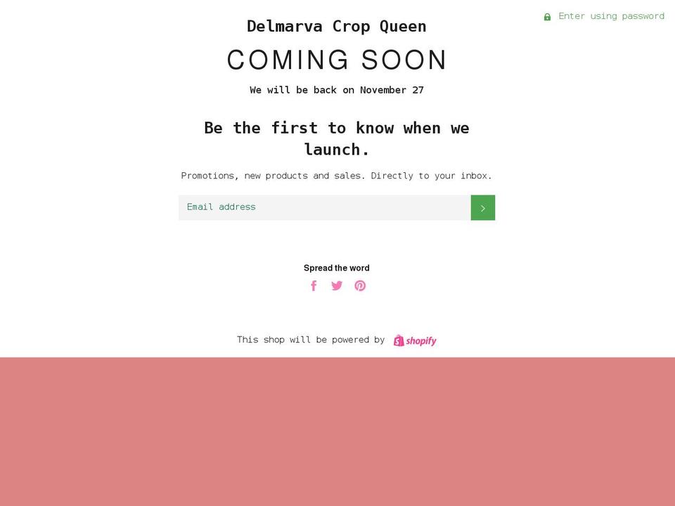 shopdelmarvacropqueen.com shopify website screenshot