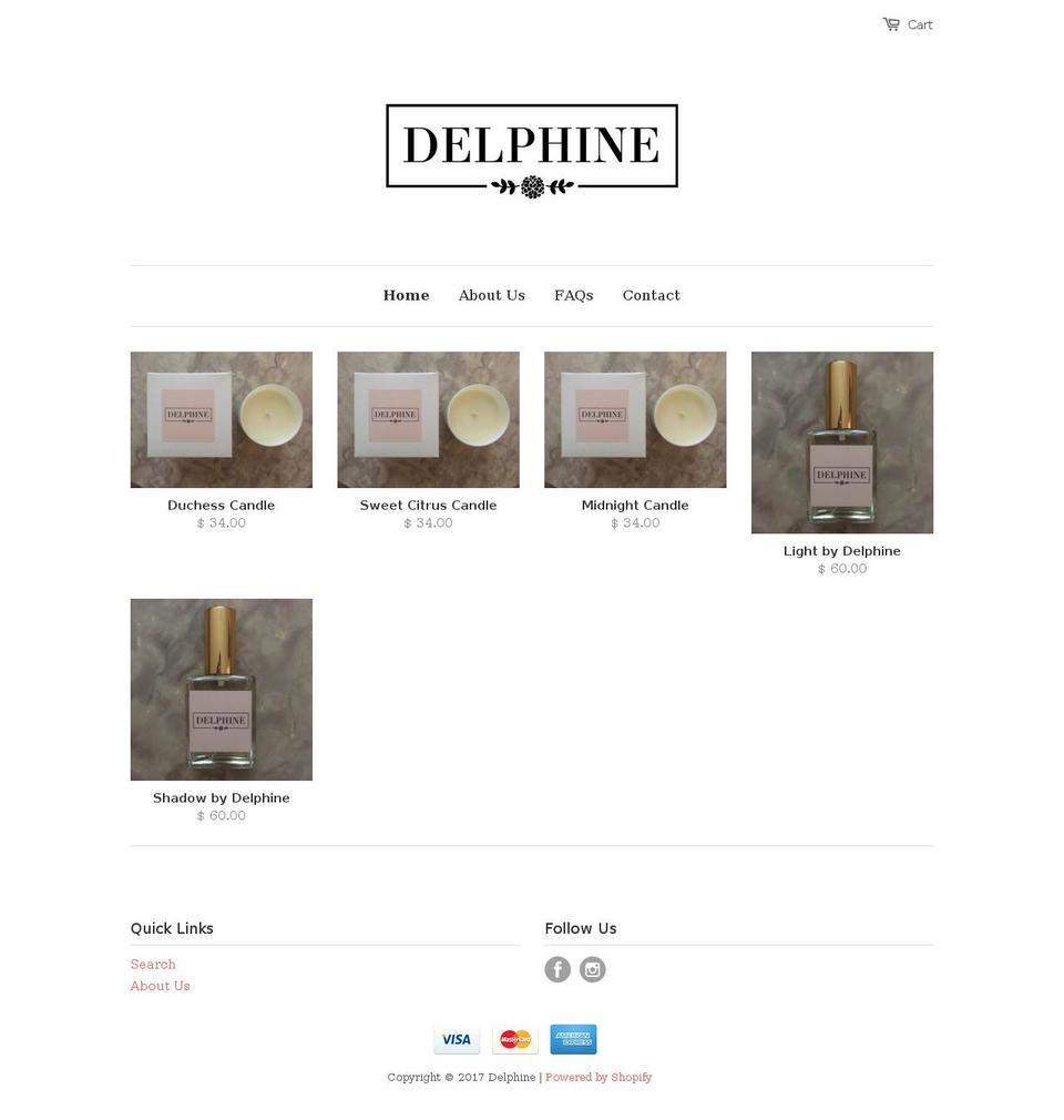 shopdelphine.com shopify website screenshot