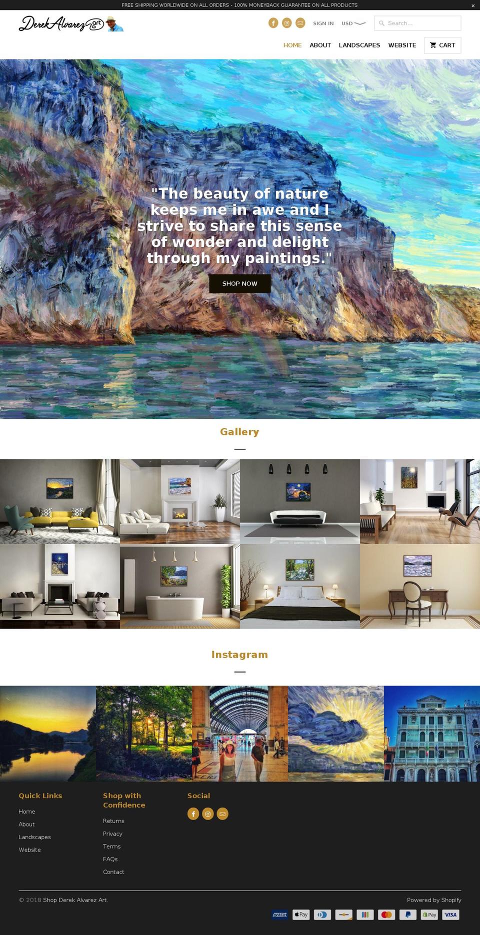shopderekalvarezart.com — Shopify storefront screenshot