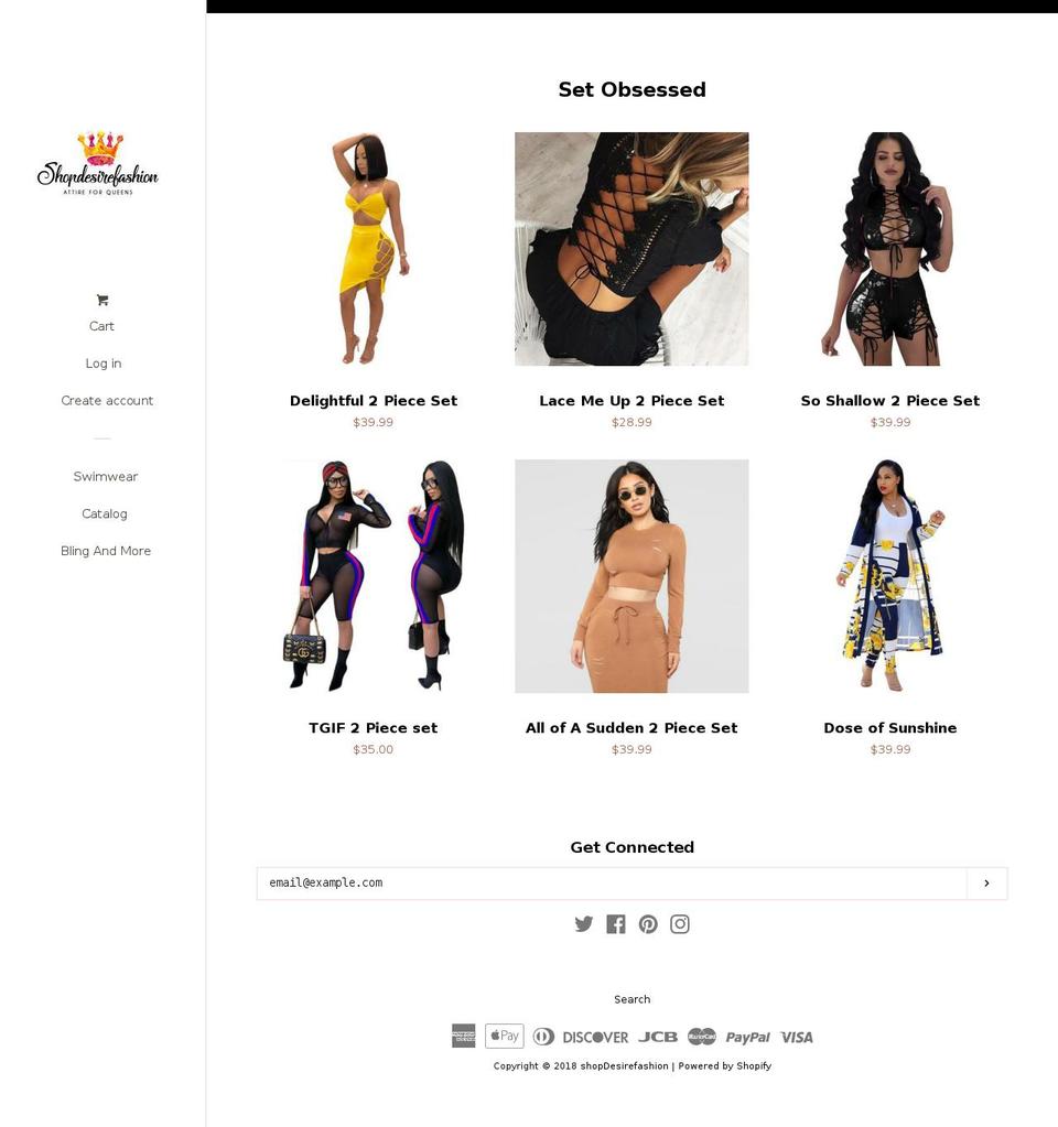 shopdesirefashion.com — Shopify storefront screenshot