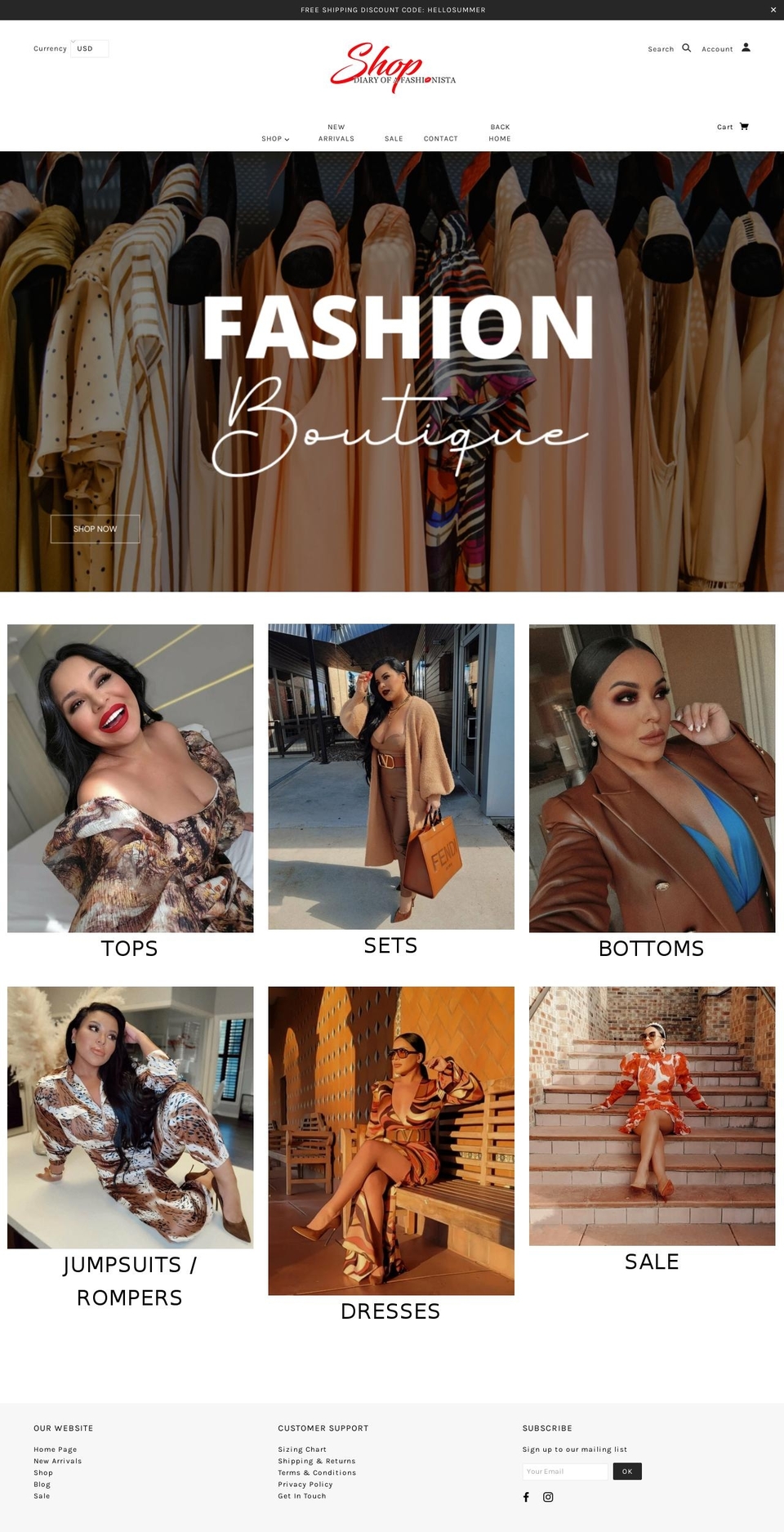 linda-1 Shopify theme site example shopdiaryofafashionista.com