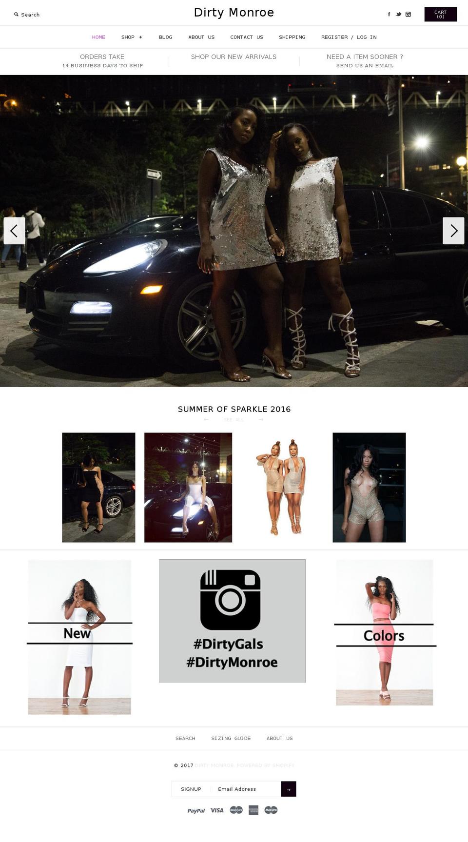 shopdirtymonroe.com shopify website screenshot