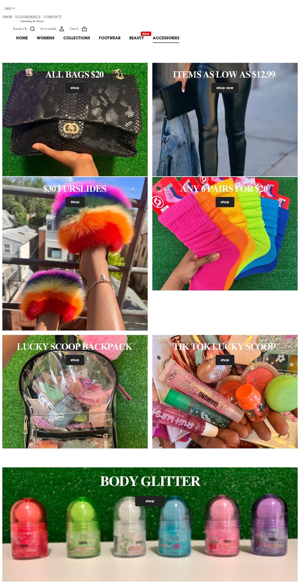 shopdisorderlyconduct.com shopify website screenshot