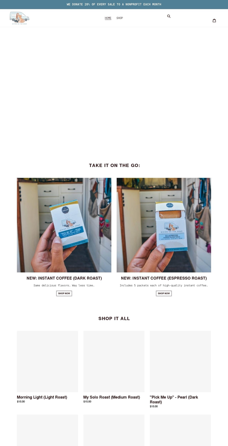 shopdivineontheroad.com shopify website screenshot