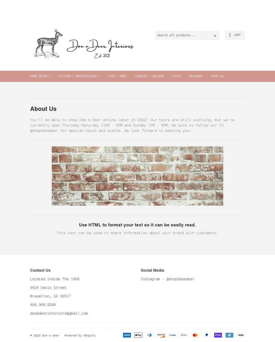 shopdoeadeer.com shopify website screenshot