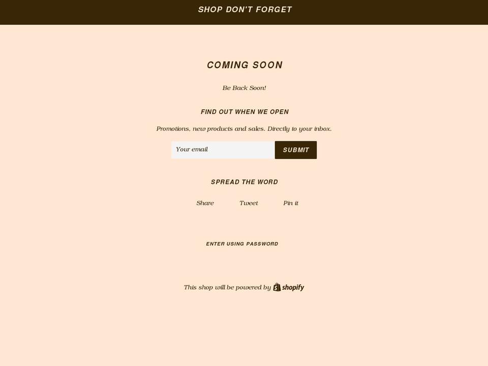 shopdontforget.com shopify website screenshot