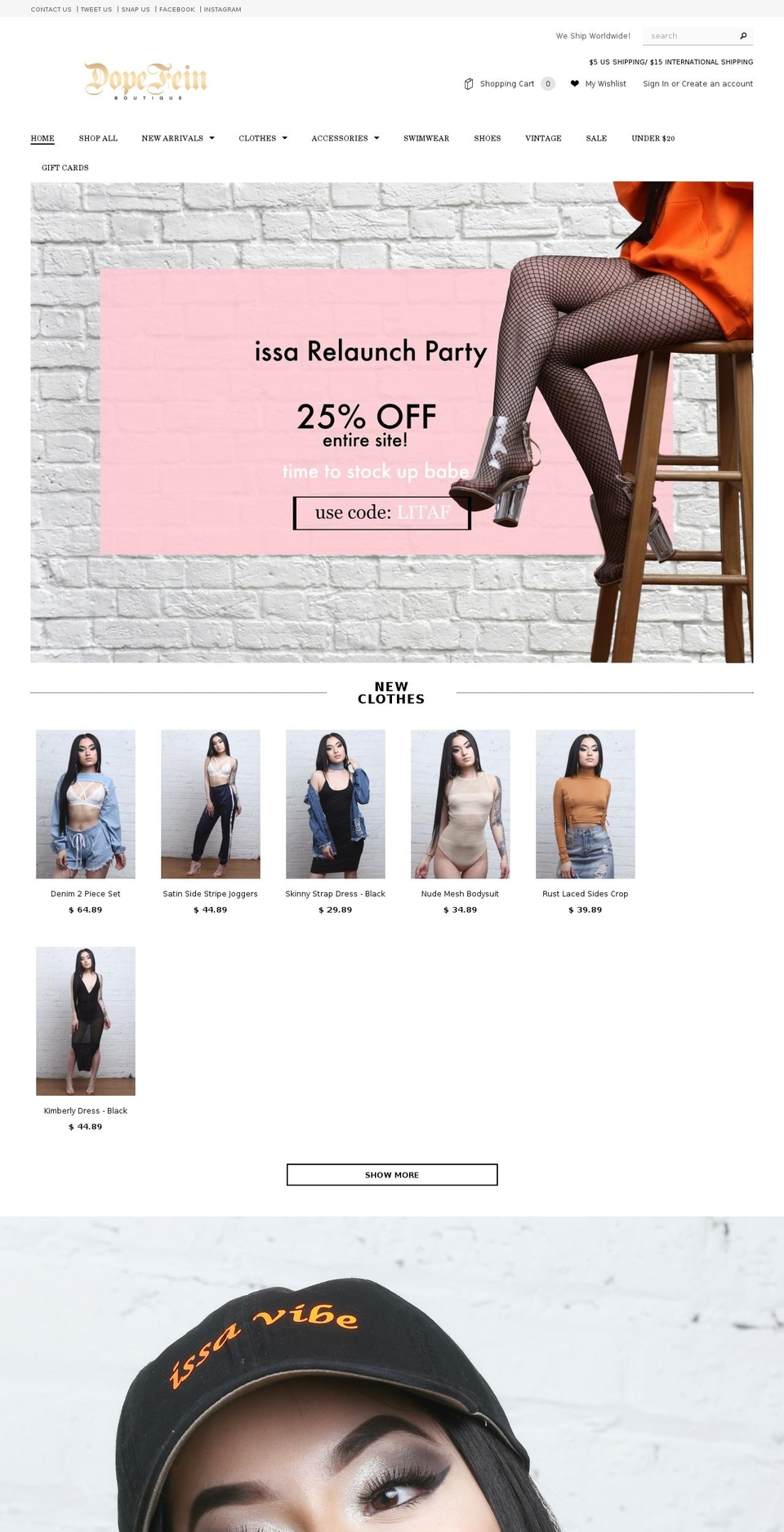 shopdopefein.com shopify website screenshot