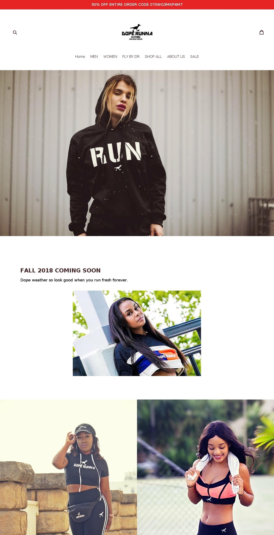 shopdoperunnaclothing.com shopify website screenshot
