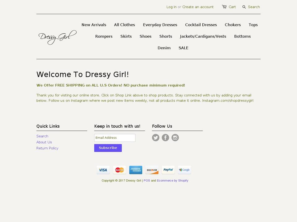 shopdressygirl.com shopify website screenshot