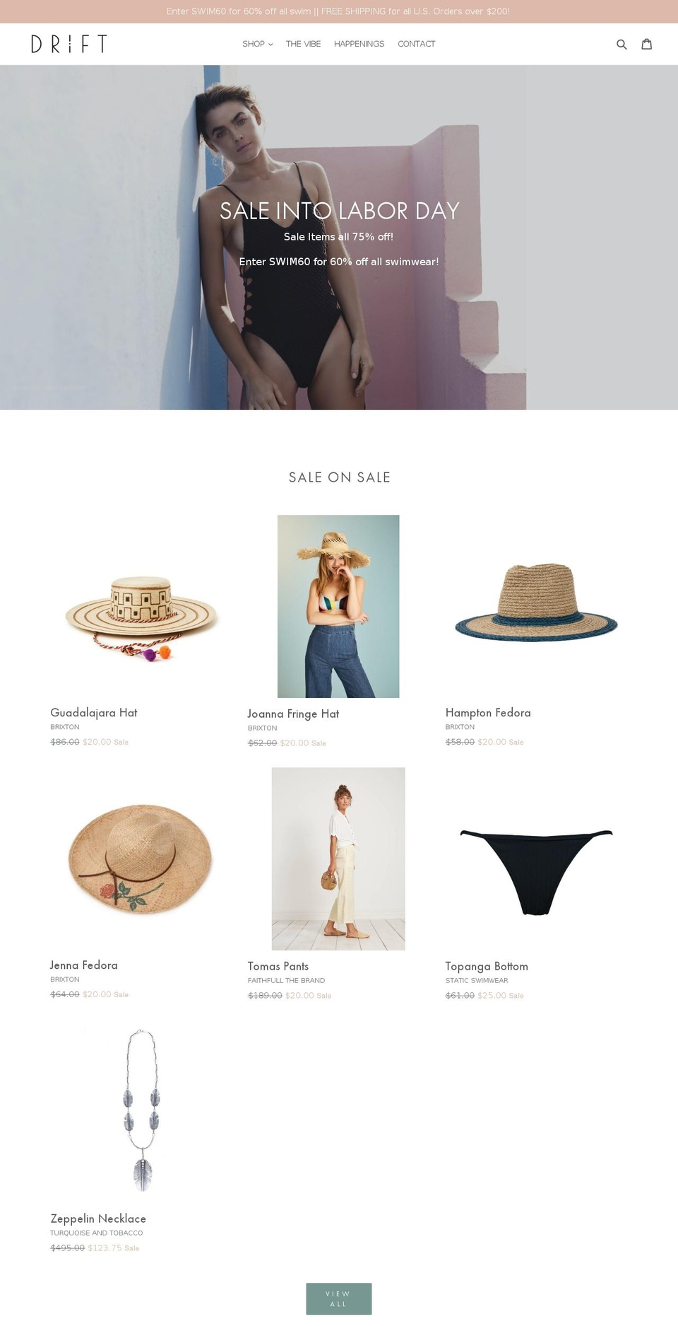 shopdrift.com shopify website screenshot