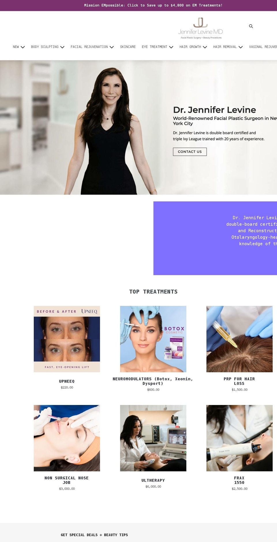 shopdrlevine.com shopify website screenshot