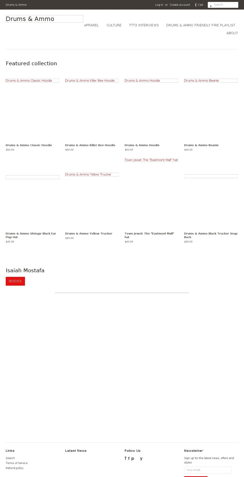 shopdrumsandammo.com — Shopify storefront screenshot