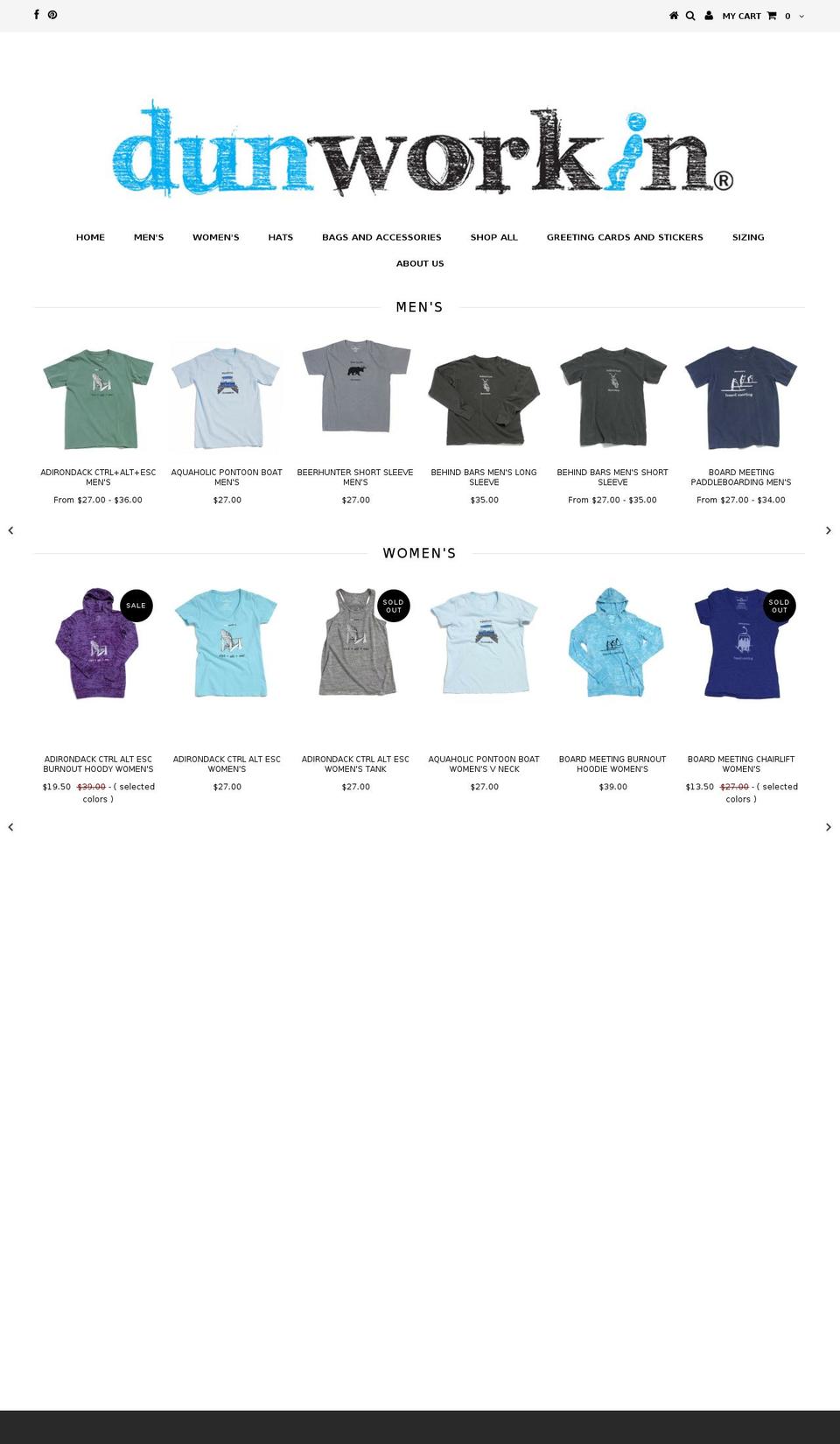 shopdunworkin.com — Shopify storefront screenshot