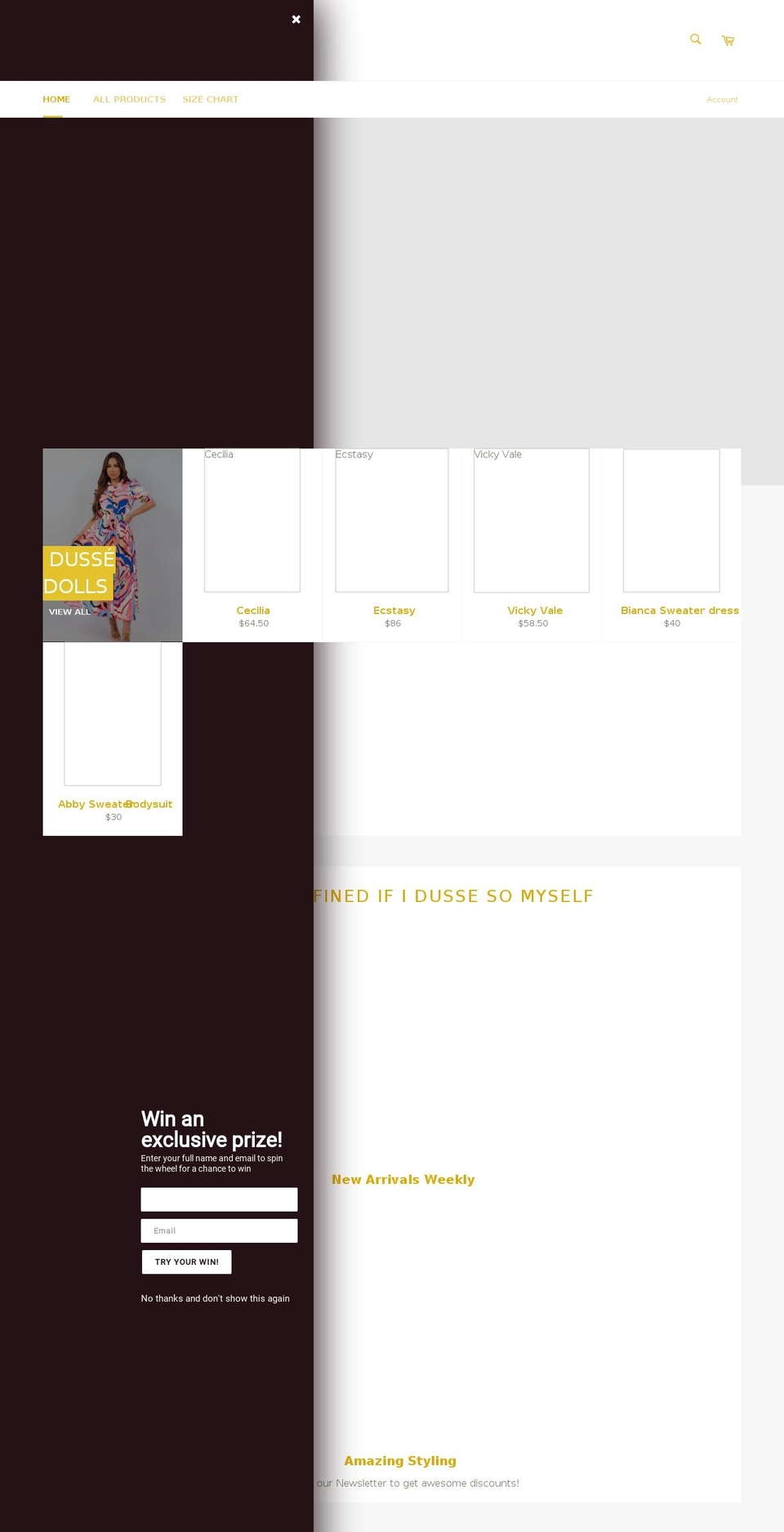 shopdusse.com shopify website screenshot