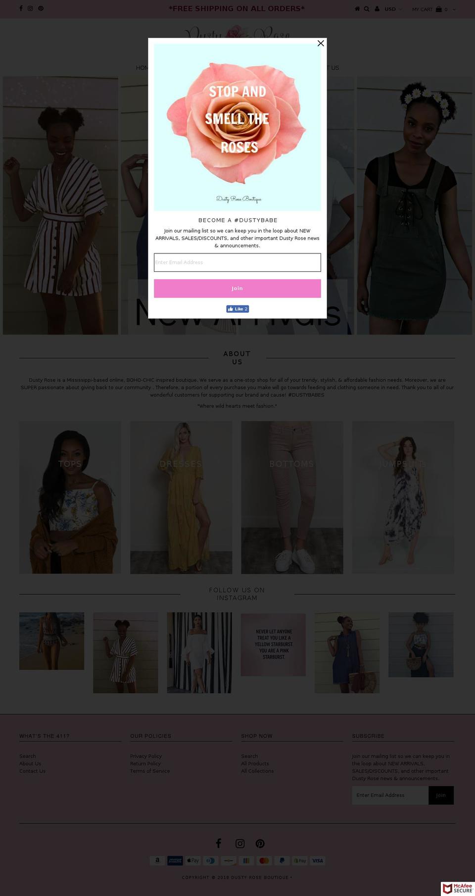 shopdustyrose.com — Shopify storefront screenshot
