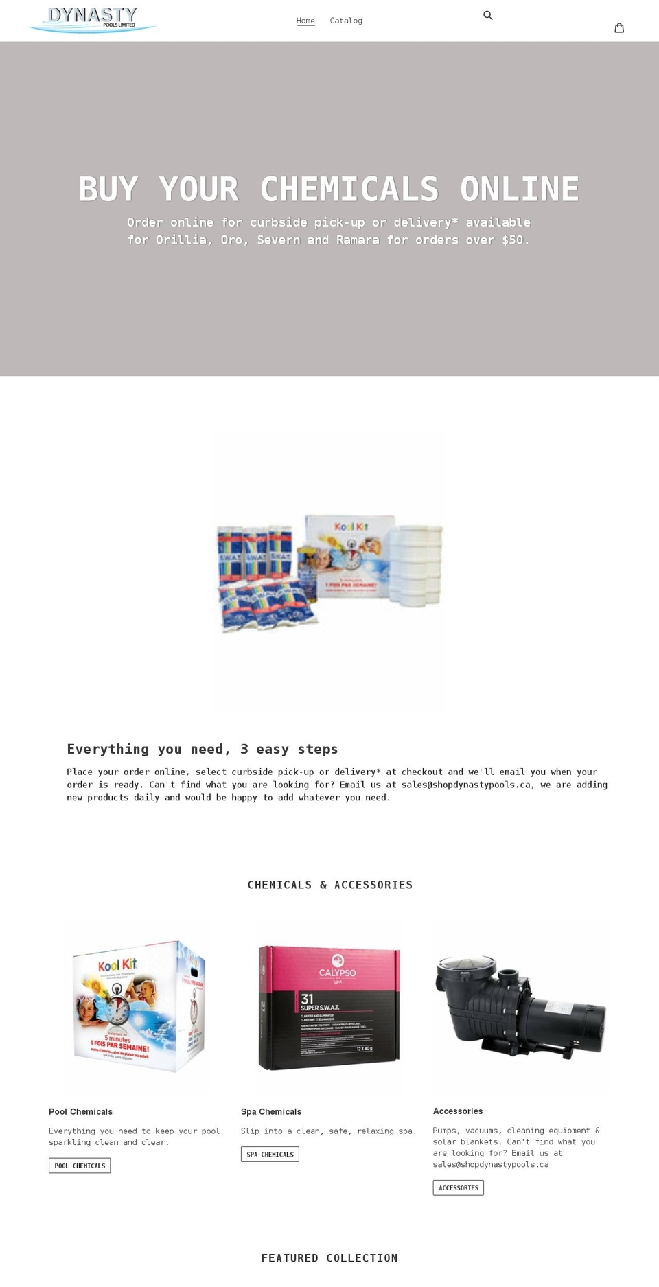 shopdynastypools.ca shopify website screenshot